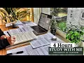 4 HOUR STUDY WITH ME Background noise Rain Sounds 10-min break No Music