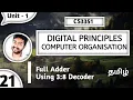 Full Adder using 3 8 decoder in Tamil CS3351 Digital Principles and Computer Organization in Tamil