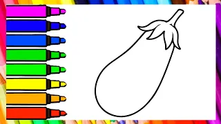 Eggplant Coloring Page for Kids Easy Vegetable Coloring Book Printable