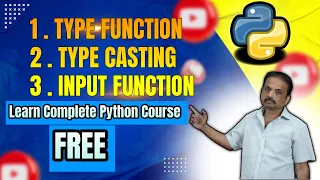 Type Function in Python Type Casting Input Function in Python Learn Python course free