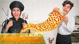 صنعت اكبر شريحة بيتزا وصحن كنافة في العالم !! 🤫 (نهاية صادمة) 😱🔥