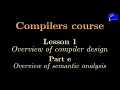 Compilers course Lesson 1e Overview of phase 3 or semantic analysis