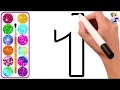 Glitter Numbers Drawing and Coloring How to Draw Numbers for Kids with Colored Markers