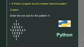 Python program to print number diamond pattern
