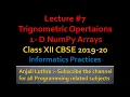 Trigonometry Functions Sin Cos Tan and their inverse on numpy arrays CBSE Class XII I P 2020