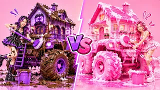 BANGUN RUMAH IMPIAN DARI NOL! 🏗️🖤 Gotik vs PINK🩷🏠 Pertarungan Sengit! Siapa Menang? 😱✨