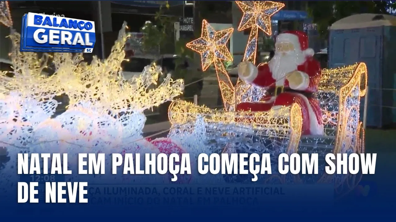 Neve artificial e luzes marcam abertura do Natal em Palhoça