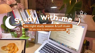 Study With Me L 30 Min Cozy Lofi Music Late Night Light Academia Desk Motivation To Study 