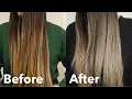 How to Tone Brassy Orange Hair Blue Shampoo on Brown Hair with Highlights Before After