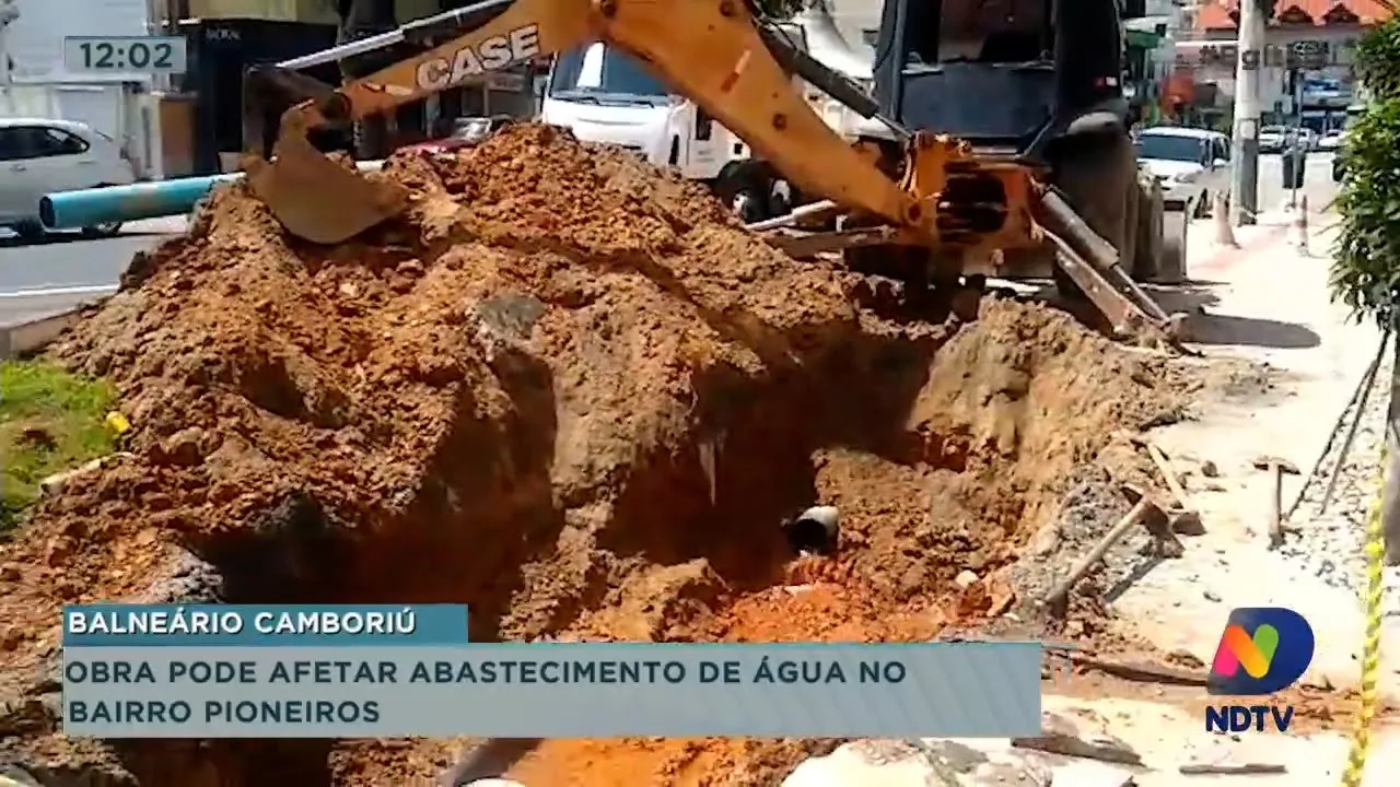 Obra pode afetar abastecimento de água no bairro Pioneiros em Balneário Camboriú