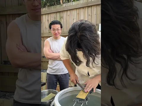 Mandarin stacked tower sharpness test! #fyp #knifesharpening #satisfying #mandarin #knifesharpener