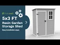 Patiowell Resin Outdoor Storage Shed - 5 x 3 FT Assembly