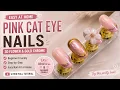Easy At-Home Nail Art Pink Cat Eye French 3D Flower Nails Crome Finish