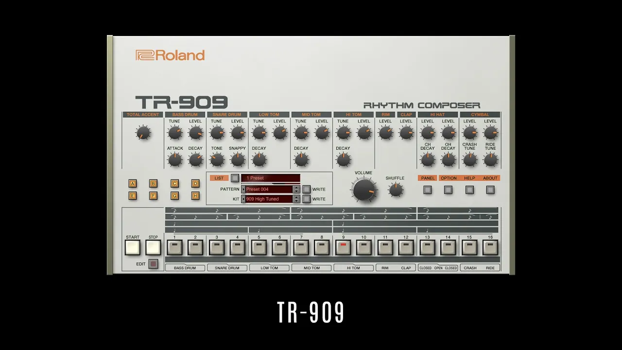 TR-909 • Roland Cloud • All 9 Factory Kits • VST • Sounds Presets Patches Playthrough • No Talking