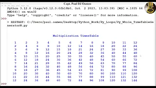 How to create a Formatted Multiplication Timetable in Python with a While Loop