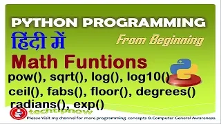 Mathematical Functions in Python Programming in Hindi math pi in Python math e in python