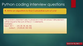 Cumulative Sum Of A List In Python Python Coding Interview Question
