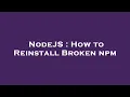 NodeJS How to Reinstall Broken npm