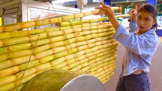 Download 100% Fresh \u0026 Sweet! The Process Of Making Sugarcane Juice - Cambodian Street Food MP3