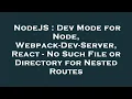 NodeJS Dev Mode for Node Webpack-Dev-Server React - No Such File or Directory for Nested Routes