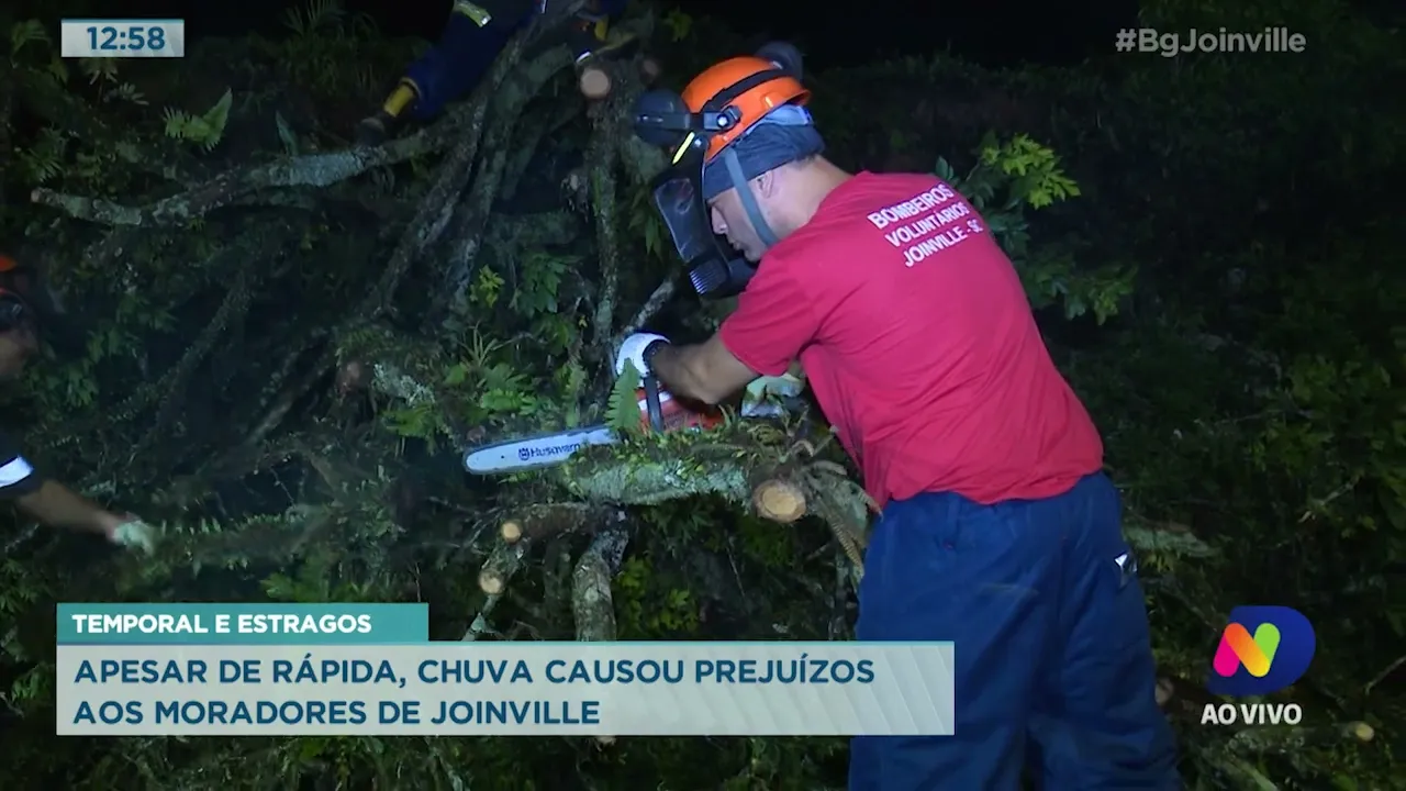Temporal e estragos: Apesar de rápida, chuva causou prejuízos aos moradores de Joinville