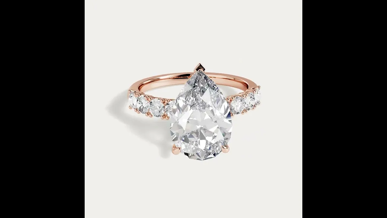 Carlotta丨Pear Lab Diamond Hidden Halo Half Pavé Engagement Ring