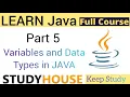 Variables and Data Types in JAVA Learn Java Full Course In Hindi Part 5