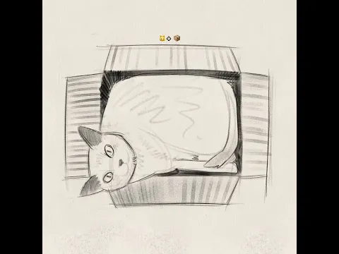Cat in a Box Illustration