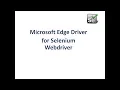 Edge Browser automation using Selenium Webdriver 3 0
