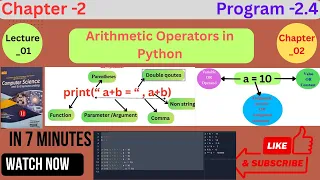 Arithmetic Operators in Python Lec - 01 Chapter 2 11th computer science new book 2025