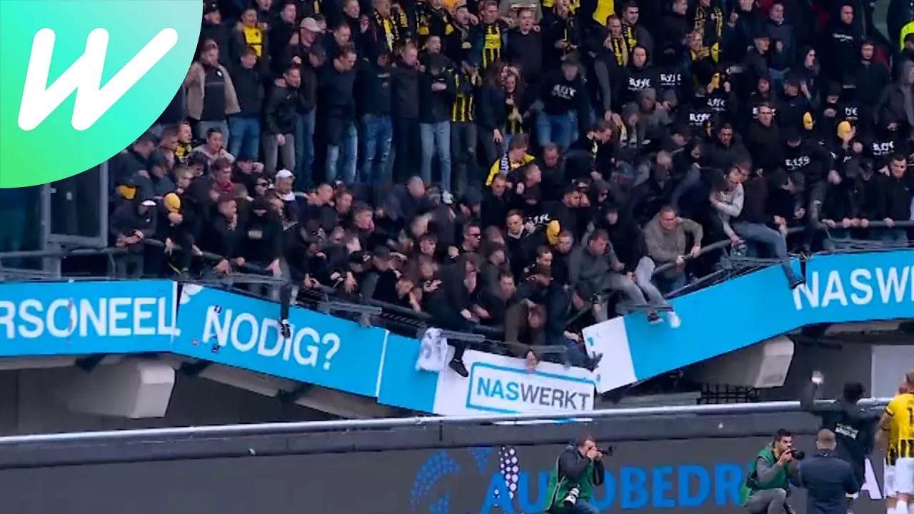 Terrifying moment part of stadium collapses as Vitesse fans ...