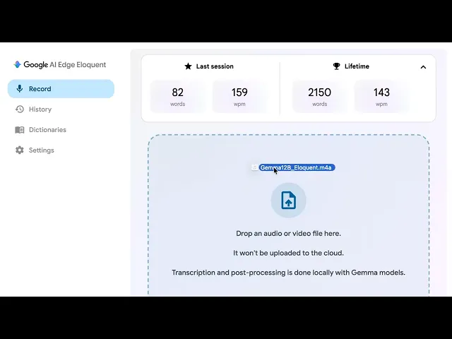 네이티브 오디오 처리 기능을 직접 확인해 보세요. Gemma 4 12B가 Google AI Edge Eloquent 앱을 사용하여 음성 입력을 완전히 오프라인에서 텍스트로 변환, 서식 지정 및 번역하는 과정을 살펴보세요.