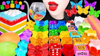 ASMR RAINBOW DESSERTS 직접 만든 무지개 젤리 레인보우 디저트 주사위 캔디 먹방 GALAXY HONEY JELLY CANDY EATING SOUNDS MUKBANG