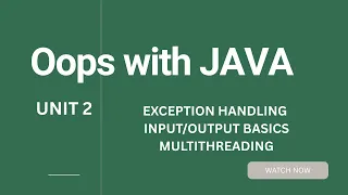 Object Oriented Programming with JAVA UNIT 2 EXCEPTION HANDLING
