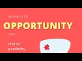 Synonyms For Opportunity chance possibility moment occasion opening scope time
