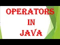 Operators in JAVA
