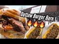 Love Cheeseburgers with CRAZY toppings like BBQ Brisket Pulled Pork EAT HERE Outlaw Burger Barn