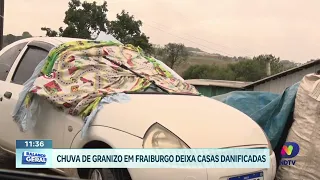 Chuva de granizo em Fraiburgo causa estragos e cobre ruas de gelo