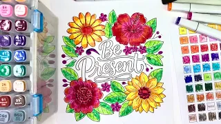 LIVE Satisfying Flower and Mindfulness Coloring ASMR Real Marker Sounds No Talking