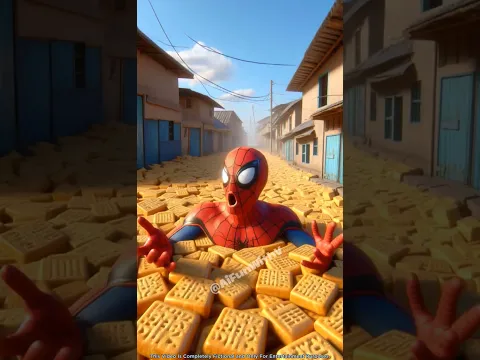 Poore gaon mei aa gayi sone ke biscuits ki baadh!! #spiderman #shorts