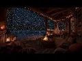A Peaceful Christmas Porch Night ❄️ Cozy Fire \u0026 Winter Blizzard Ambience