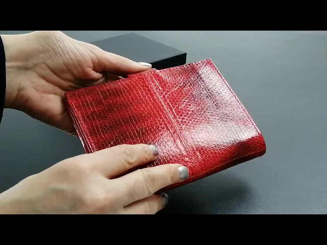 Видео-обзор Обложка для документов 'Красный змей', кожа змеи