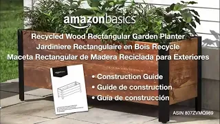 Amazon Basics Recycled Wood Rectangular Garden Planter 37 x 13 x 15