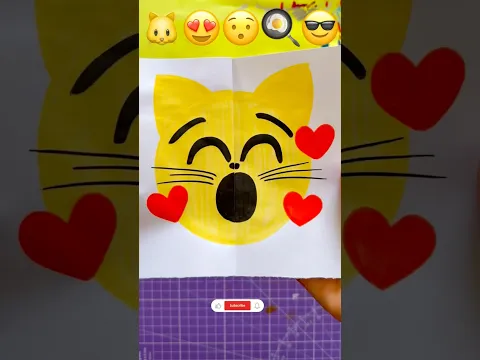 Satisfying Art 🐱😮🥰 #shorts #youtubeshorts#drawing #art #emojichallenge #emojis #viral #trending
