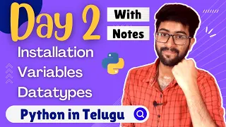 Day 2 Python Installation Variables Datatypes Python Course in Telugu Vamsi Bhavani