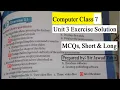 Computer Class 7 Unit 3 Exercise Solution MCQs Short and Long Questions NBF Syllabus