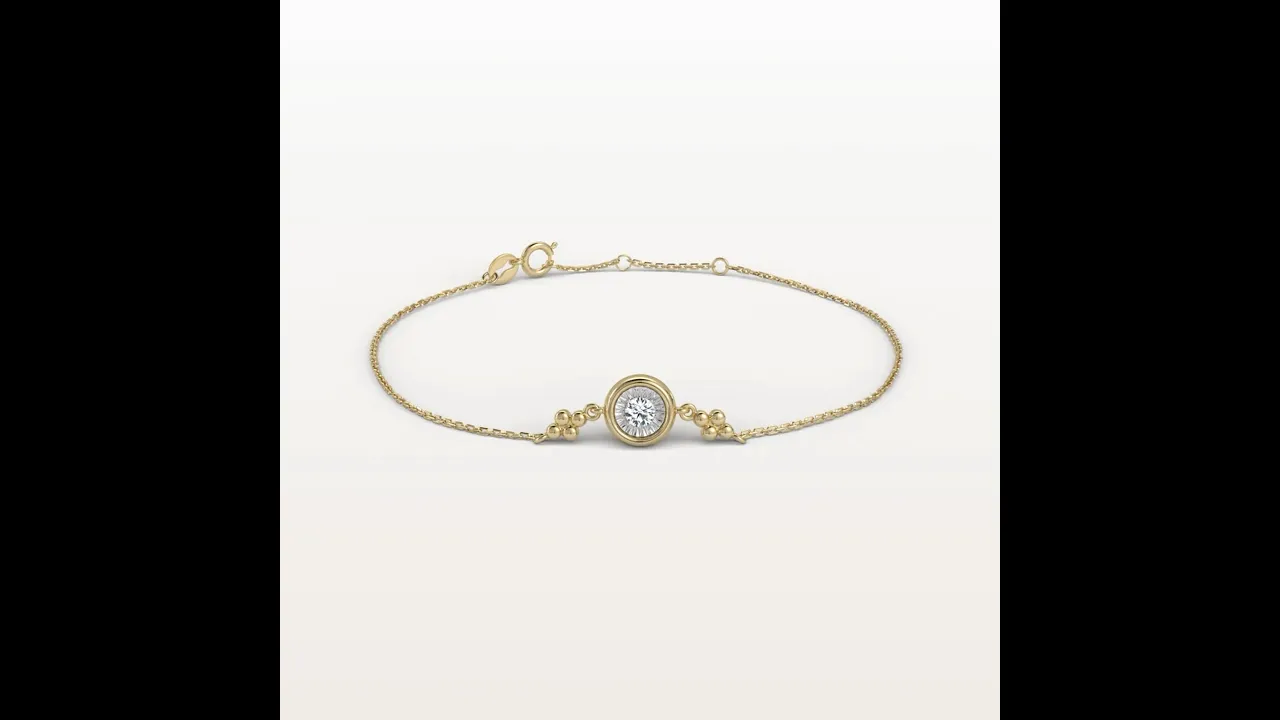 Bezel Set Lab-Grown Diamond Solitaire Chain Bracelet in Sterling Silver