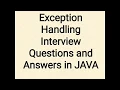 Exception Handling Interview Questions in Java