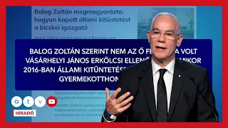 Balog Zoltán: nem tudtam kizáró okról, amikor javasoltam Vásárhelyi János kitüntetését