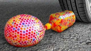 GIANT COCA COLA BALLOON VS CAR, Coca Cola Zero, PowerAde, Fanta, Sprite, Fruko and Mentos Diff under